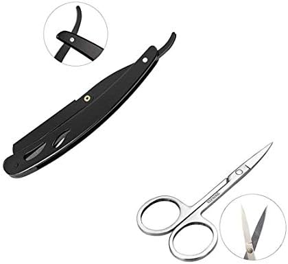 Osking (Made In Switzerland) Straight Edge Stainless Steel Folding Shaving Razor knife, For Men, Ustra Razor For Men And Boys (Razor (Matte Black) & Free Scissor)
