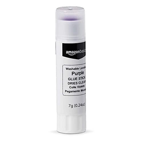 Amazon Basics Purple Washable School Glue Sticks, Dries Clear, 0.24oz