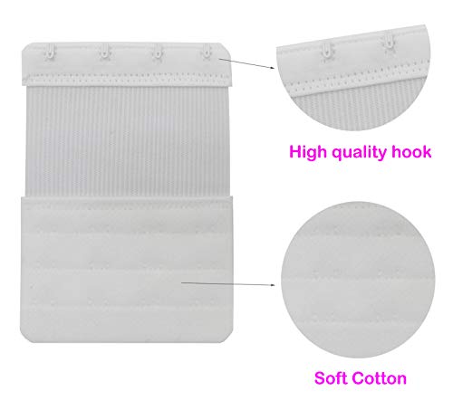 Bra Extender 4 Hook,Stretchy Soft and Comfortable Bra Strap Extender - 4 pcs Pack (White)