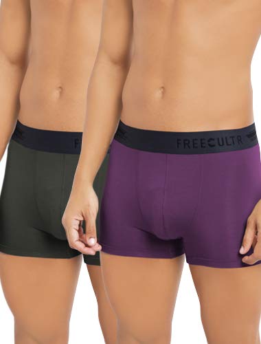 FREECULTR Men’s Underwear Trunk Combo Pack of 3, 2 & 1 – S, M, L, XL, XXL – Micromodal Innerwear Air Soft Anti Microbial Underwear for Non Itch Waist – 100% Try On Guarantee – Made in India