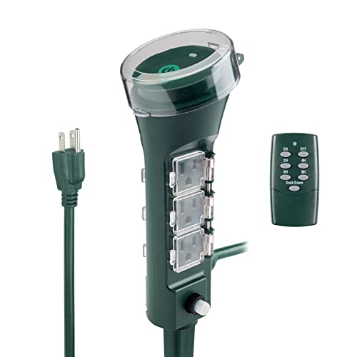 BNLINK Outdoor Power Strip Yard Stake Timer(w Remote Control) with
