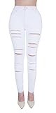 Women's Ripped Distressed High Waisted Skinny Jeans Boyfriend Denim Pencil Pants