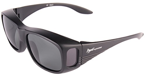 Rapid Eyewear Polarized OVERGLASSES SUNGLASSES that Fit Over Glasses for Men & Women. UV 400. For Driving, Cycling, Fishing and Other Sports. Matt Black