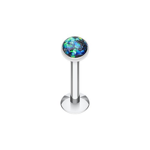 Opal glitter shower dome 316l surgical steel labret mon…