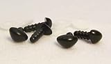 Sassy Bears 9mm Black D-type Animal Safety Nose for Bear, Doll, Puppet, Plush Animal and Craft - 10 pack