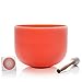 TOPFUND Orange D Note Crystal Singing Bowl Sacral Chakra 10 Inch with Heavy Duty Carrying Case and Suede Mallet