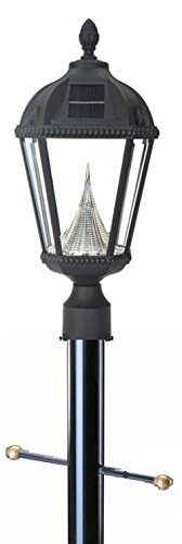 Solar Lantern And 7' Post - Black Solar-Powered Pathway Lantern, Solar Driveway Lightpost