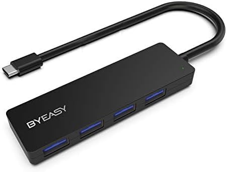 BYEASY USB C Hub, Type C to USB 3.0 Hub，OTG 4-Port, Ultra Slim Portable USB C Splitter Applicable for MacBook Pro 2018 2017 iMac, Google Chromebook Pixelbook, XPS, Samsung S9, S8 & More (Black)
