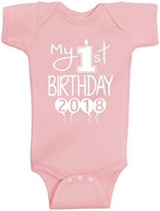 Reaxion Aiden's Corner - Baby Girl Clothes - Baby Girl My First Birthday Bodysuit (12 Months, 2021 White Pink)
