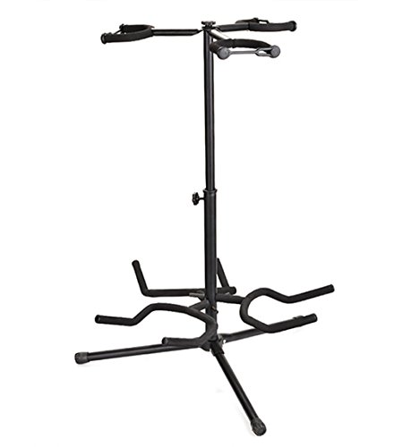 Lantusi Professional Adjustable Height Tripod Guitar Electric Guitar Bass Ukulele Stands, Three Heads, Black