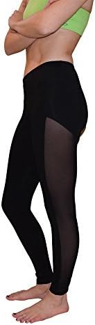 Mesh Yoga Pants Women's Workout Leggings with Side Panel by Yoggir (X-Large, Black)