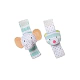 Manhattan Toy Playtime Plush Toy, Elephant & Bear Wrist Rattle