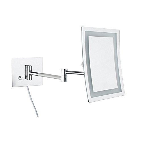 ALHAKIN Makeup Mirror Square Wall Mounted Mirror Single Side with 3x