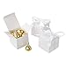 AWELL White Gift Candy Box Bulk 2x2x2 inches with White Ribbon Party Favor Box,Pack of 50
