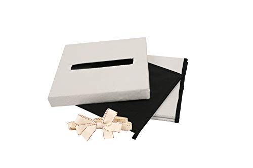 FLUYTCO Wedding Card Envelope Box - Linen Fabric & Removable Ribbon Bow - Collapsible - Perfect for Weddings, Baby Showers, Birthdays, Graduations - Large Size, 100+ Cards