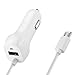 KOMEI Galaxy S7 S6 Note 5 Car Charger, Micro USB Ultra Rapid Car Charger For Samsung Galaxy S7 S6 S5 S3 S4 Note 2 Note 3 Coiled Cable (White 2.1A)