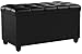 Amazon Basics Faux Leather Rectangular Storage Ottoman, Midnight Black, 17