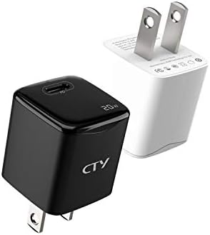 CTY 20W Fast Charger Plug PD Type-C Mini Portable Durable Block USB C Wall Compact Power Adapter Single Port Charging for iPhone 12/12 mini/12 Pro/12 Pro Max/11,iPad,Galaxy,Android Phones,White