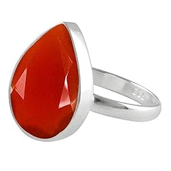 SURYAGEMS Pear Faceted Cut Natural Red Onyx 925