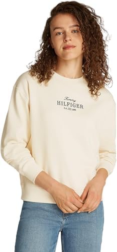 Sweatshirt de Algodão Normal Feminino, Bege (Calicó), XL