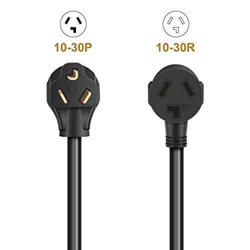 10FT 3 Prong Dryer Extension Cord, 30 Amp NEMA 1030P to 1030R EV Extension Cord for Dryer