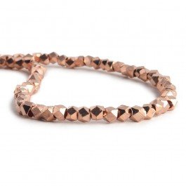 3mm Rose Gold plated Copper shiny faceted nugget beads 8 inch 73 pieces