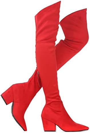 amazon red thigh high boots