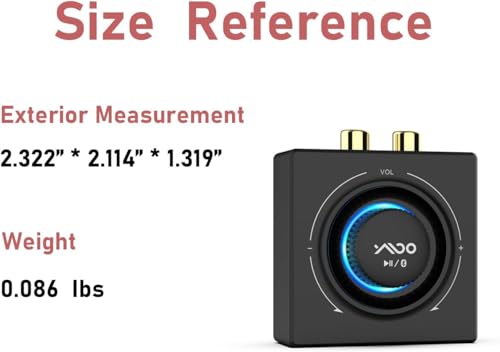 YMOO Bluetooth 5.3 HiFi Audio Receiver for Stereo System, 3.5mm RCA Jack, Wireless Range of 100 Feet, Aux Adapter for Tablet/Smartphone/PC/Laptop/Headphones