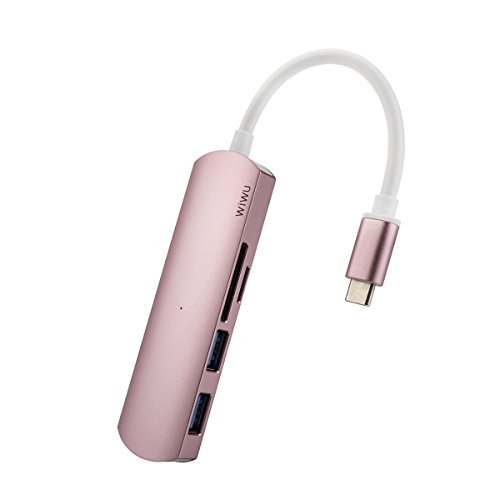 Type C USB Adapter,Dream Wings USB Type C Convertor Cable Memory Card Reader HUB with 2 USB 3.0 +1SD+1Micro SD Ports for Apple New MacBook 12 inch / 2016,2017 MacBook Pro 13 inch 15 inch (Rose Gold) - Thumbnail 7