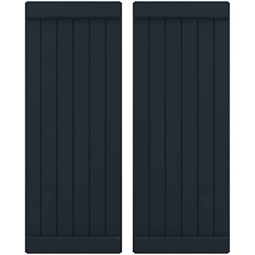 21"W x 81"H Americraft Six Board Exterior Real Wood Joined Board-n-Batten Shutt…