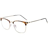 Shiratori Vintage Retro Half Frame Horn Rimmed Optics 43mm Clear Lens Glasses