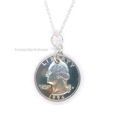 B07N1ZRPQ6 25th Anniversary Gifts For Wife Jewelry Amazon 1994 Quarter Pendant Sterling Silver Chain
