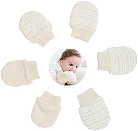 Baby Mittens Cotton No Scratch Gloves for 0-6 Months Newborn 3 Pairs