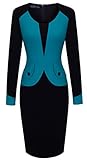 HOMEYEE Women's Chic Patchwork Sheath Elegant Business Slim Pencil Dress B343
