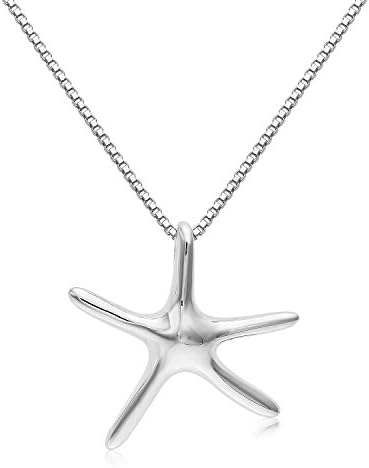 Sterling Silver Solid 3-D Medium Size Starfish Charm And Necklace. (18" Inches)