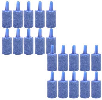 20PCS Blue Sandstone Cylinder Shape Aquarium Aeration Bubble Stone Set Air Stone Kit Fish Tank Oxygen Pump Bubble Stones Airstones Diffuser