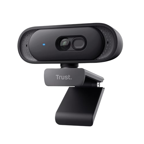 Trust Ovala Webcam 2K QHD with Microphone, Noise Reducer, USB-C/USB-A, Privacy Filter, 75° Viewing Angle, Fixed Focus 30 FPS, Web CAM for Mac Computer Windows Skype Zoom Teams, Black