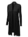 LL WSK1048 Womens Solid Long Sleeve Open Front Long Cardigan XL BLACK