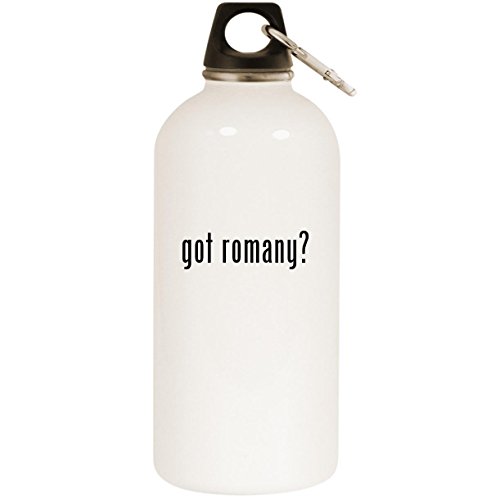 got romany? - White 20oz Stainless Steel Water Bottle with Carabiner