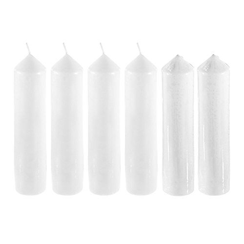 Mega Candles 6 pcs Unscented White Dome Top Pillar Candle | Economical One Time Use Event Wax Candles 2" x 9" | For Wedding Receptions, Birthdays, Party, Celebrations, Florists, Churches & More