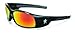 Crews SR11R Swagger Brash Look Polycarbonate Dual Lens Glasses with Polished Black Frame and Fire Mirror Lens