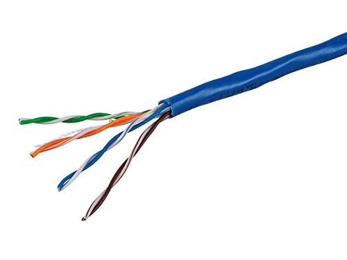 Monoprice Cat5e Ethernet Bulk Cable - Network Internet Cord - Solid, 350Mhz, UTP, CMR, Riser Rated,  Pure Bare Copper Wire, 24AWG, No Logo, 1000ft, Blue