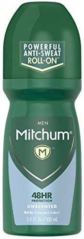 MITCHUM MEN’S ANTIPERSPIRANT DEODORANT, ROLL-ON APPLICATOR, UNSCENTED, 48HR SWEAT & ODOR PROTECTION, QUICK-DRYING FORMULA, DERMATOLOGIST TESTED, 3.4 OZ