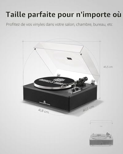 ANGELS HORN Bluetooth Turntable - 2 Speed Hi-Fi Turntable with Built-in Speakers - Includes Phono Preamp & AT-3600L Magnetic Cell - Classic Edition Black