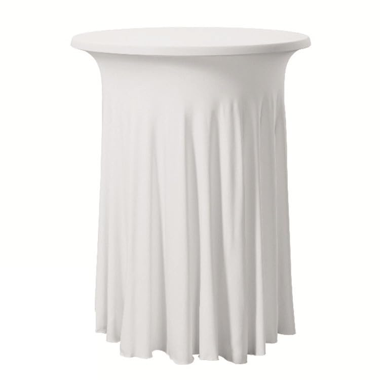 SKIRT style SPANDEX Tablecloth for round poseur Table, pleated Stretch Cover for cocktail table (White, 60 cm Diameter) โ image 1