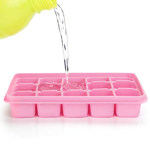 Kurtzy 4Stk Eiswürfelbehälter mit Deckel Transparent - Flexible Eiswürfelform Silikon, Eiswürfelbox für 60 Eiswürfel… – Bild 4