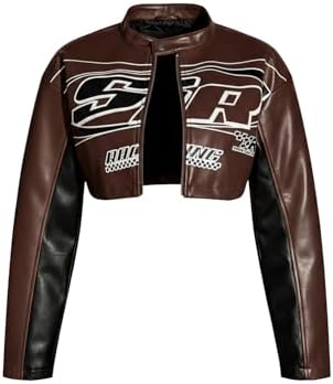 Amazon.com: Women Y2K Cropped Leather Jacket Sexy Korean Zipper