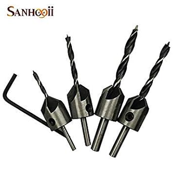 Generic Drill Bit Set HSS 5 Flute Drill Press Countersink Drill Bits Reamer Woodworking Chamfer 3mm 4mm 5mm 6mm DIY Tool