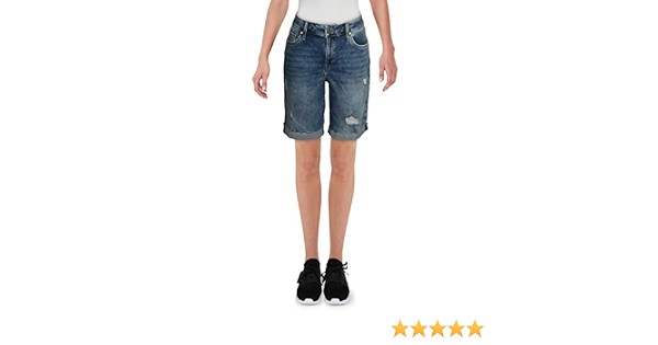 Alexis Mid Rise Bermuda Denim Shorts 
