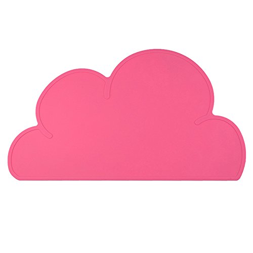 Kids Silicone Cloud Placemat Dinnerware Table Mat Washable Portable Place Mat (Rose red)